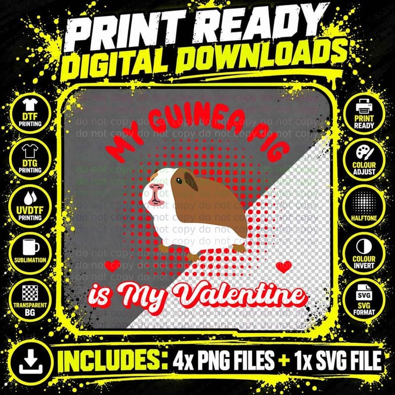 Guinea Pig Is My Valentine Cute Guinea Pigs Valentines Png SVG Digital Bundle