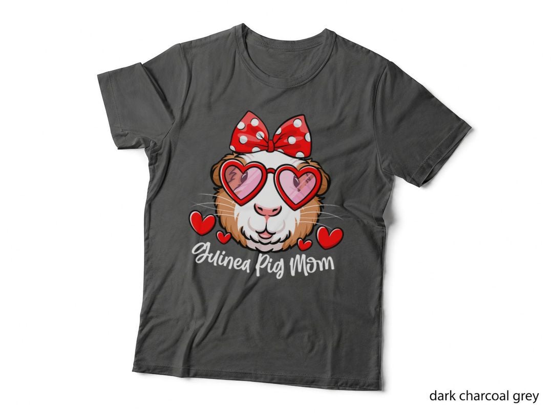 Guinea Pig Mom Heart Glasses T-Shirt, Valentine's Day Style