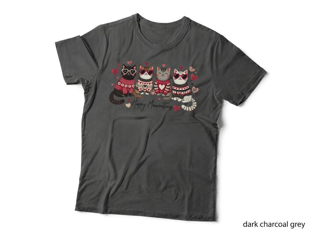 Happy Meowentines Four Cats Hearts Valentine T-Shirt