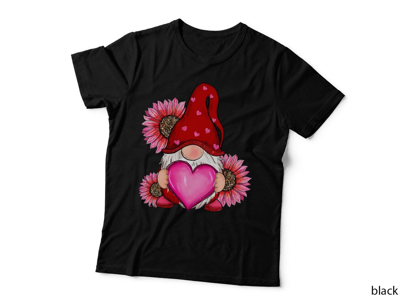 Happy Valentine's Day Gnome with Leopard Sunflower Valentine T-Shirt