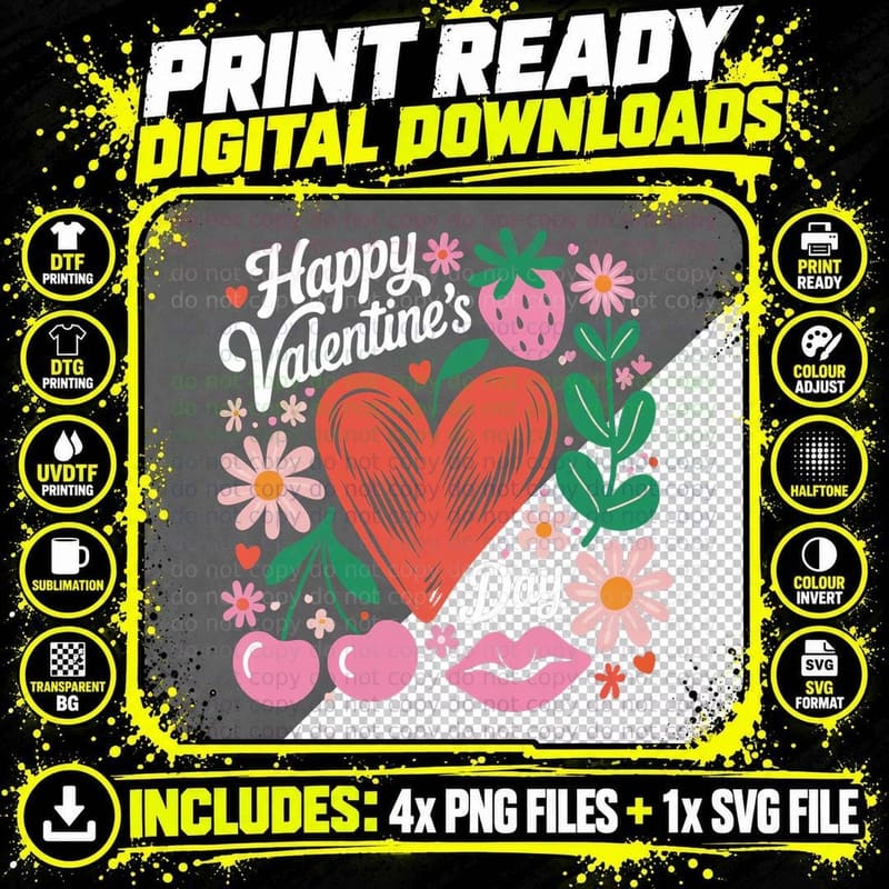 Happy Valentine's Day Valentine T-Shirt Png SVG Digital Bundle