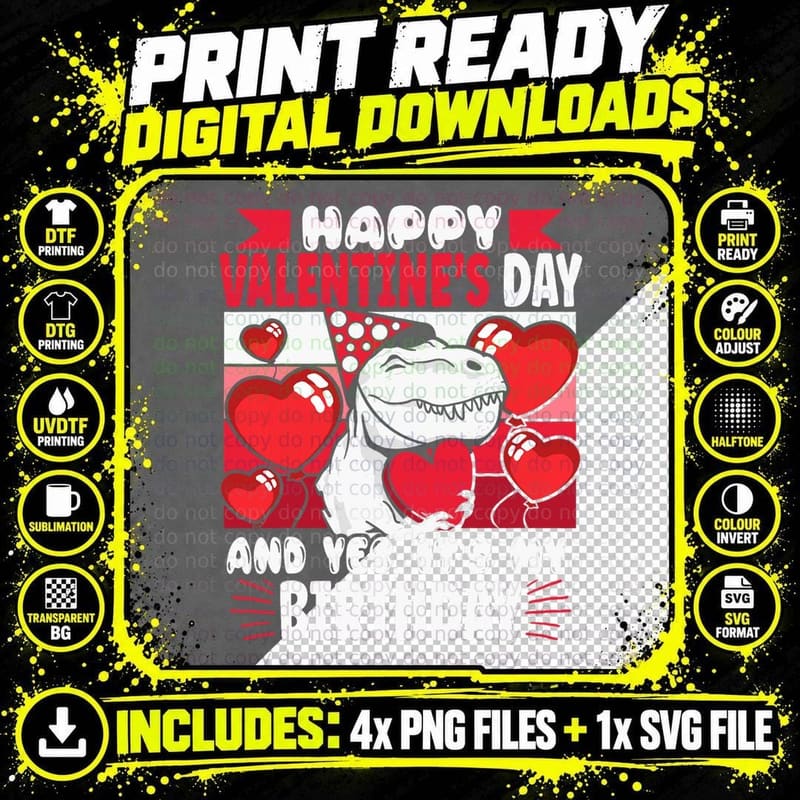 Happy Valentines Day Birthday Kids, Valentine's Day Gift Png SVG Digital Bundle