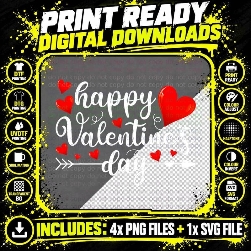 Happy Valentines Day Heart Love Funny Valentine Men Png SVG Digital Bundle