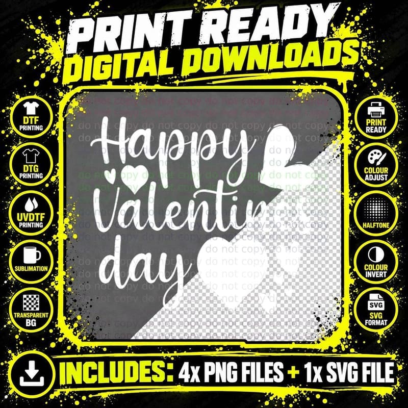 Happy Valentines Day Patriotic T-Shirt Png SVG Digital Bundle