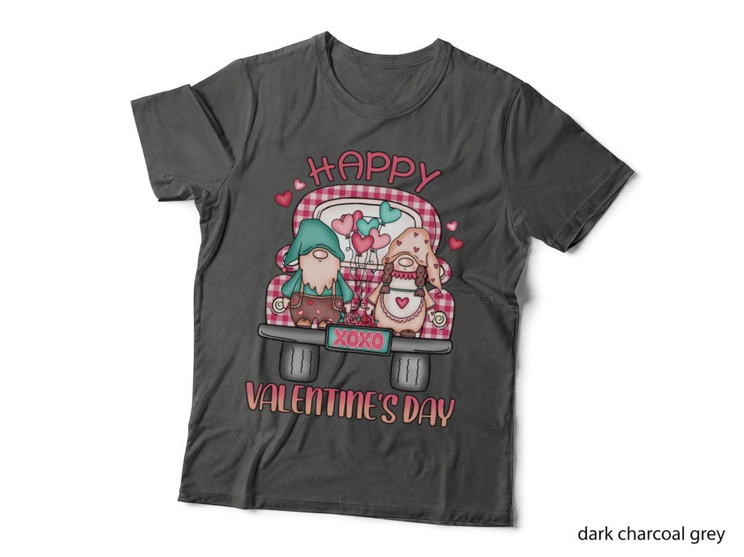 Happy Xoxo Valentine's Day Valentine T-Shirt, Two Gnomes with Heart Balloons