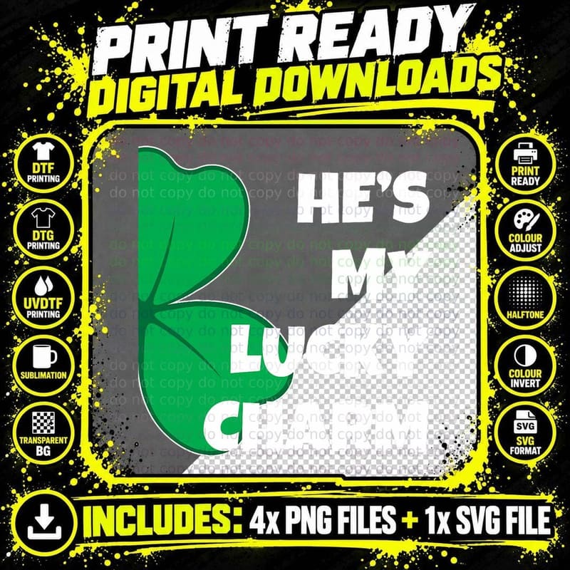 He's My Lucky Charm Funny St Patricks Day Couple Png SVG Digital Bundle