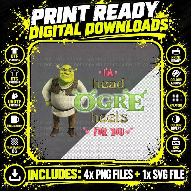 Head Ogre Heels for You Valentine T-Shirt Png SVG Digital Bundle