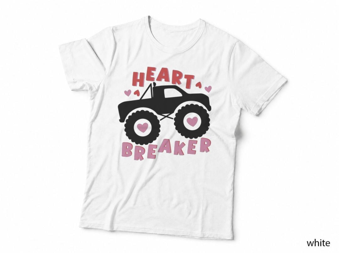 Heart Breaker Valentine T-Shirt, Pickup Truck Heart Wheels Love Tee