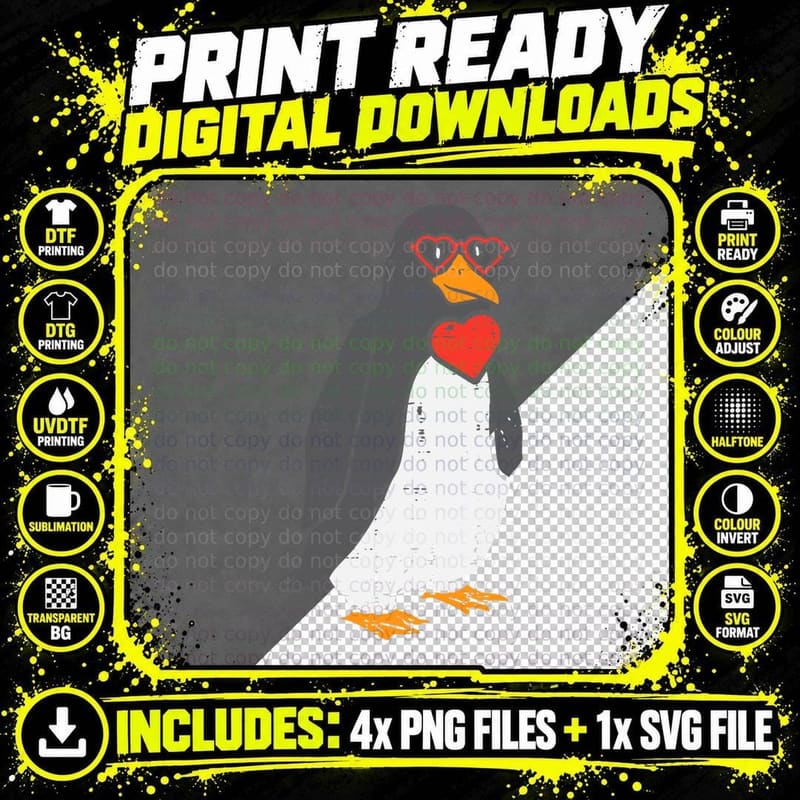 Heart Penguin Cute Animal Valentines Day Valentine Bird Png SVG Digital Bundle