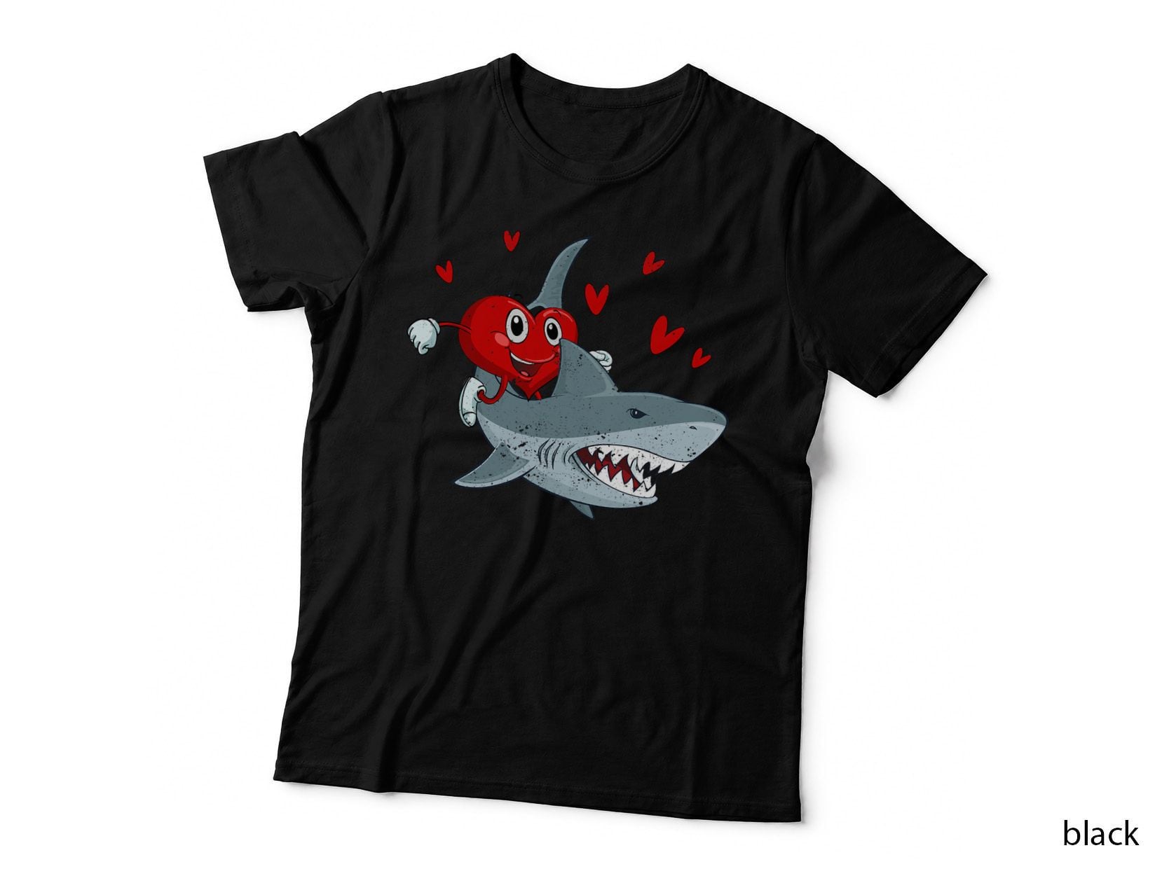 Heart Riding Shark Valentine's Day Funny Sharks Lover T-Shirt