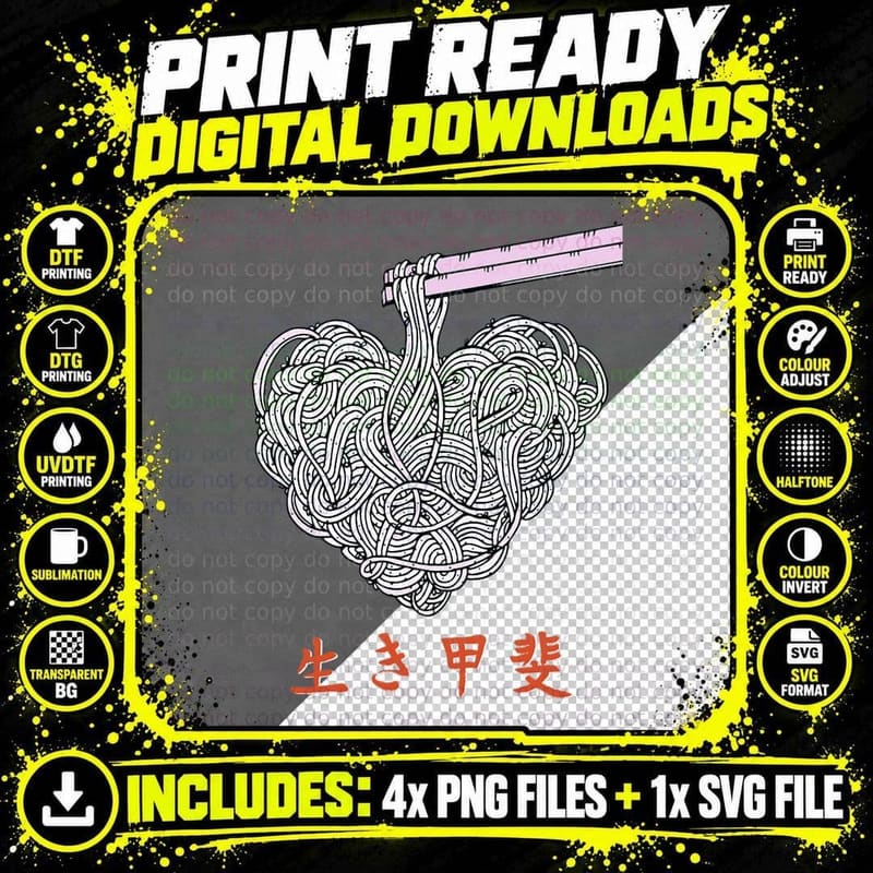Heart Shaped Ramen Valentine Day Tee - Hopeless Png SVG Digital Bundle