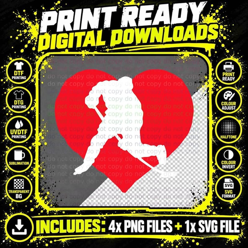 Hockey Valentine Day Tshirt Hockey Lover Gifts Png SVG Digital Bundle