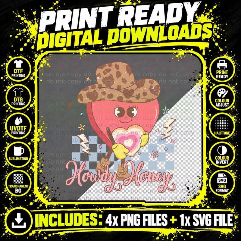 Howdy Honey Valentine T-Shirt, Strawberry Character Png SVG Digital Bundle