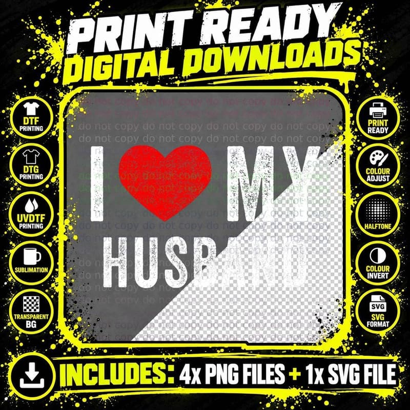 I Love My Husband Shirt Couples Matching Happy Valentine Png SVG Digital Bundle