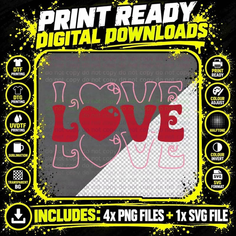 I Love Valentine T-Shirt, Layered Hearts Love Stacked Png SVG Digital Bundle