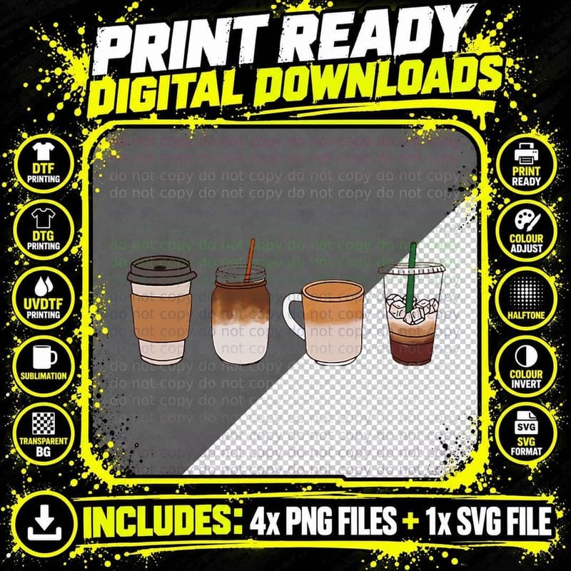 Iced Coffee Lover Happy Valentine Day Amorous T-Shirt Png SVG Digital Bundle