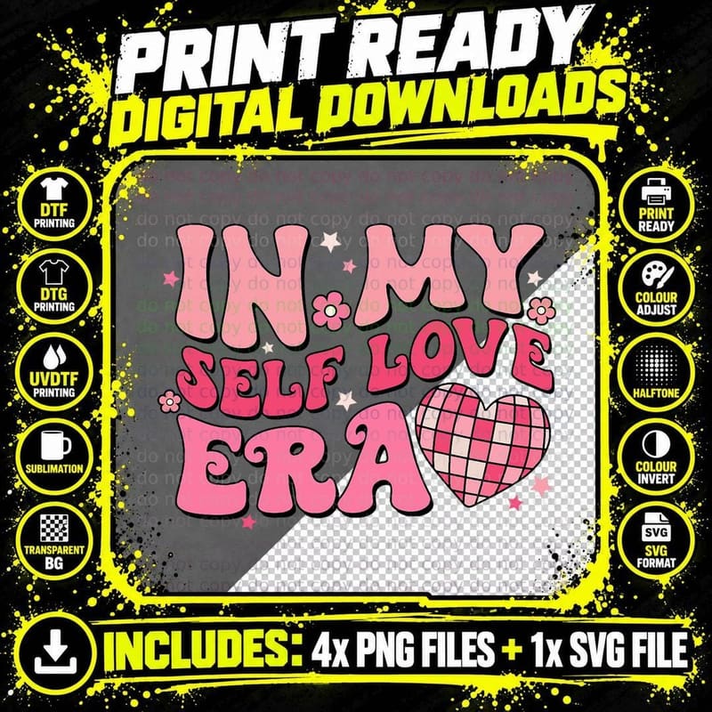 In My Self Love Era Valentine's Day Couple Boys Girls Png SVG Digital Bundle