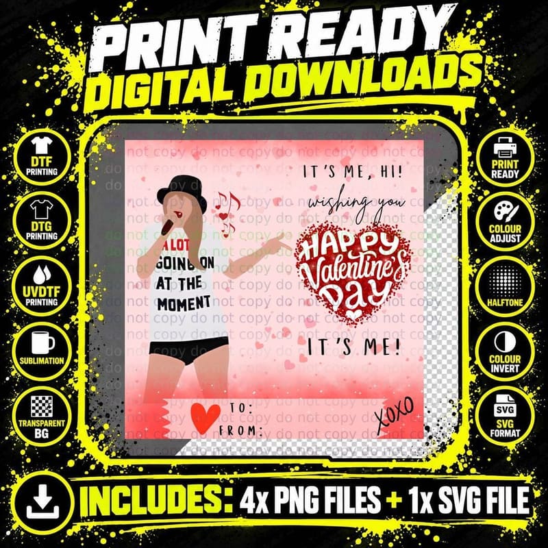 It's Me Hi Wishing You Happy Valentine Day Singer Png SVG Digital Bundle