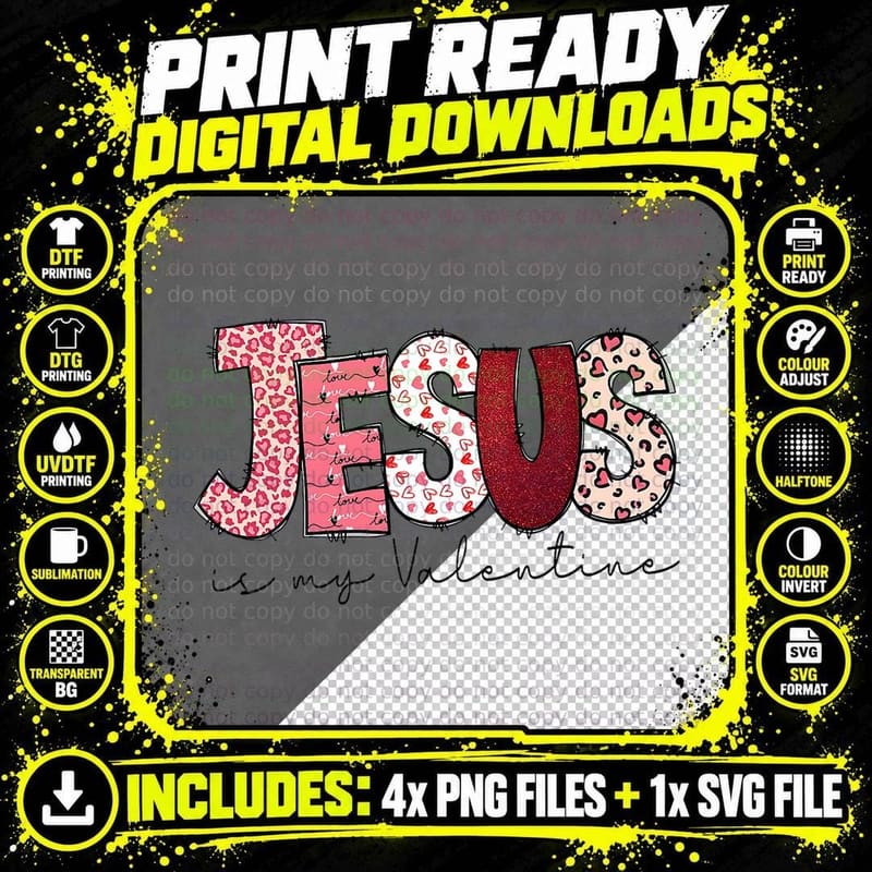 Jesus Is My Valentine Religious God Christian Valentines Png SVG Digital Bundle