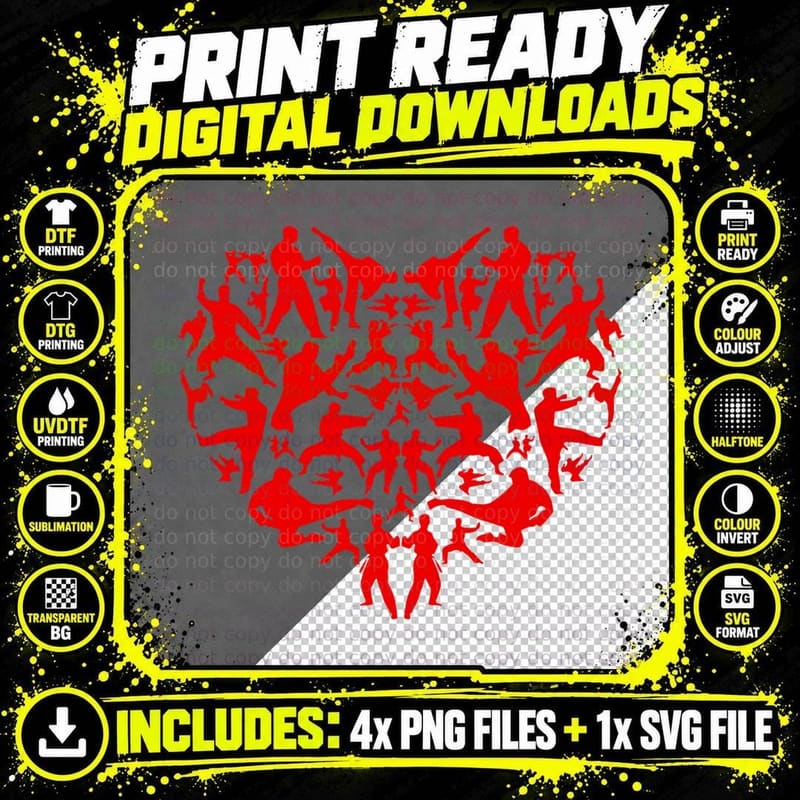 Karate Martial Arts Heart Shape Funny Karate Valentine's Png SVG Digital Bundle