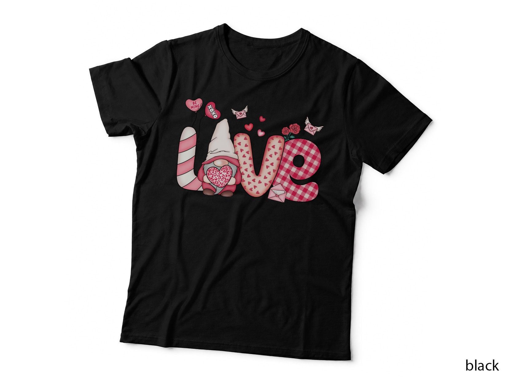L O V E Valentine T-Shirt, Gnome Love Letters Love Tee, Cute Couple Shirt