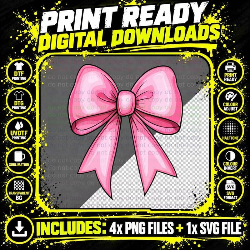 Large Single Pink Bow Valentine T-Shirt Png SVG Digital Bundle