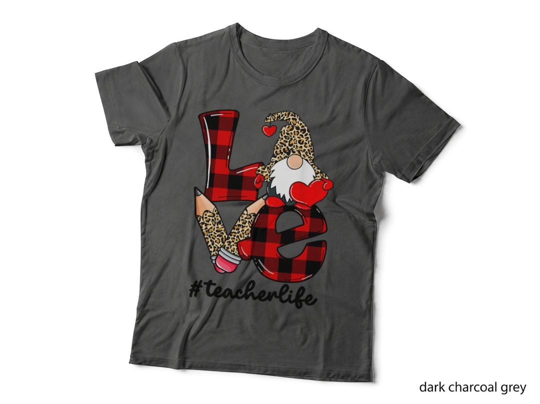 Leopard Gnome Teacher Life Valentine Gifts Teaching T-Shirt