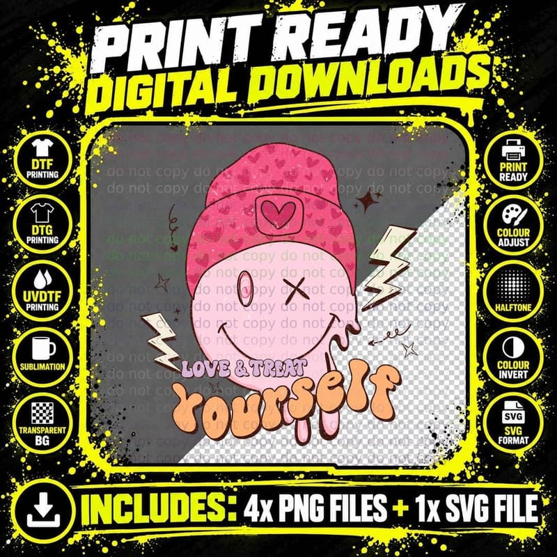 Love & Treat Yourself Valentine T-Shirt Png SVG Digital Bundle