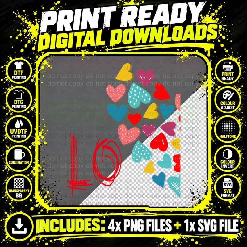 Love Hearts Couple T-Shirt, Romantic Valentine's Day Png SVG Digital Bundle
