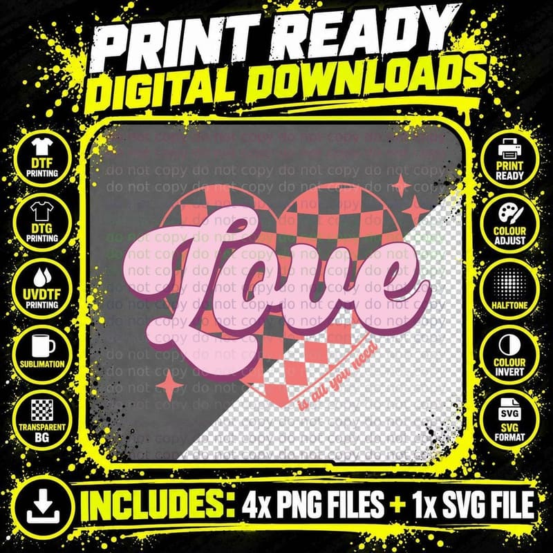 Love Is All You Need Valentine T-Shirt Png SVG Digital Bundle
