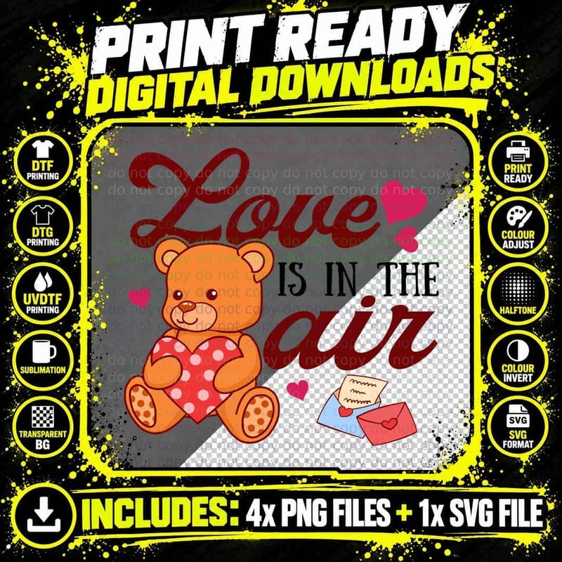 Love Is in the Air Valentine T-Shirt Png SVG Digital Bundle