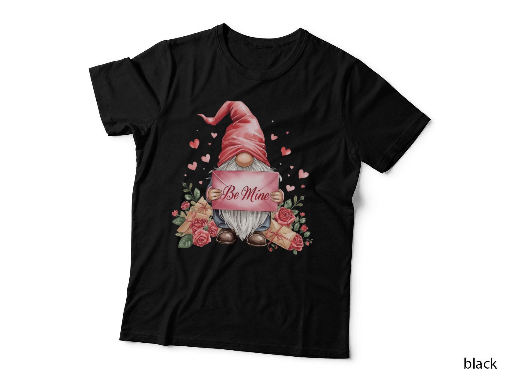 Love Letter Gnome Be Mine with Roses Valentine T-Shirt