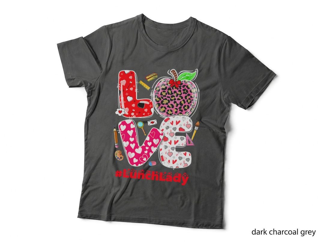 Love Lunch Lady Heart Valentine's Day Cafeteria Worker T-Shirt