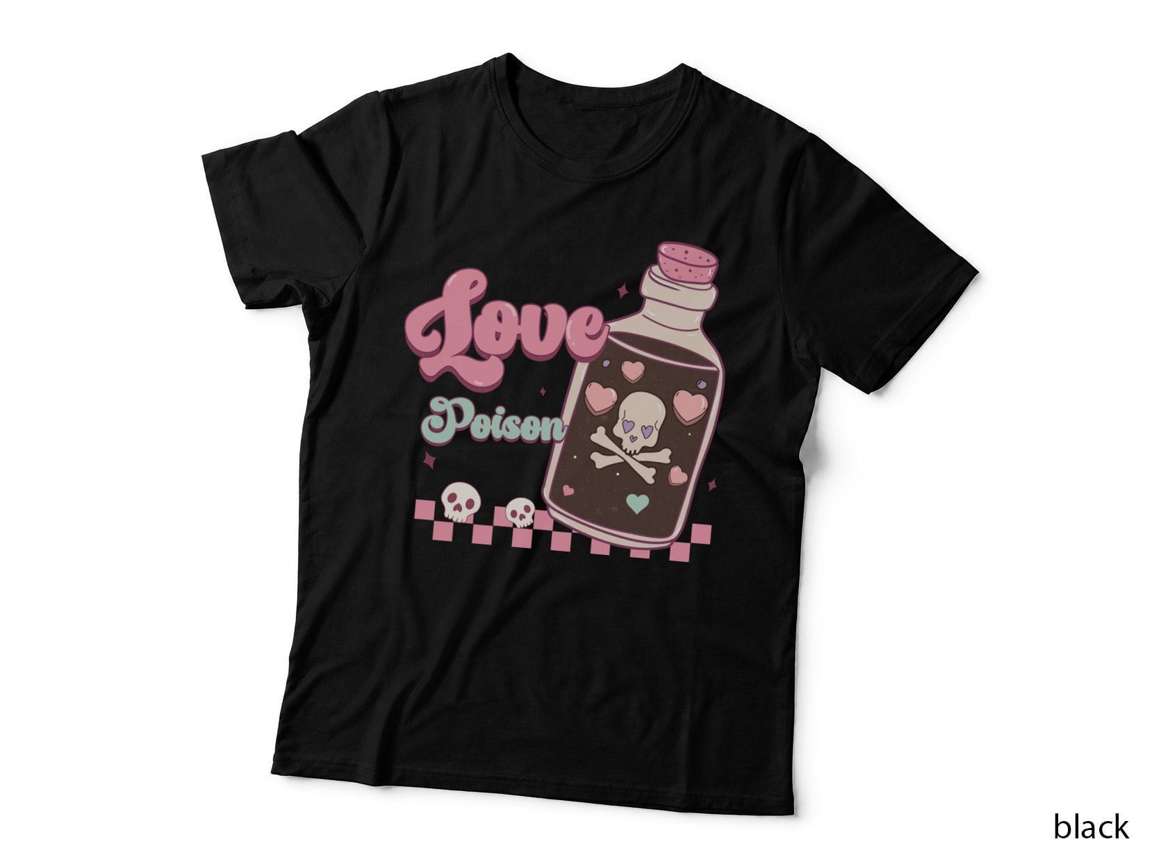 Love Poison Valentine T-Shirt, Love Poison Bottle Skull Design Love Tee
