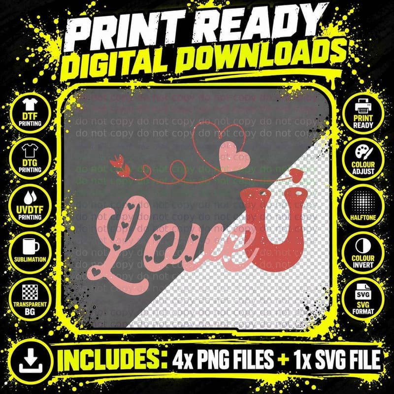 Love U Valentine T-Shirt, Stick Figure Love Crossword Png SVG Digital Bundle