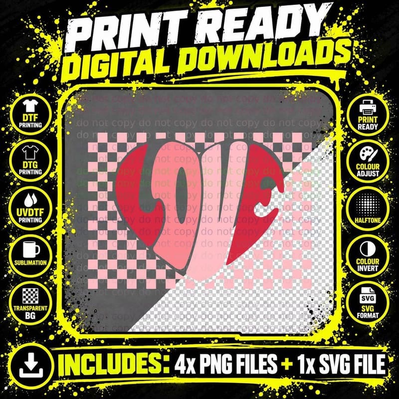 Love Valentine T-Shirt, Heart-Shaped Love Text Png SVG Digital Bundle