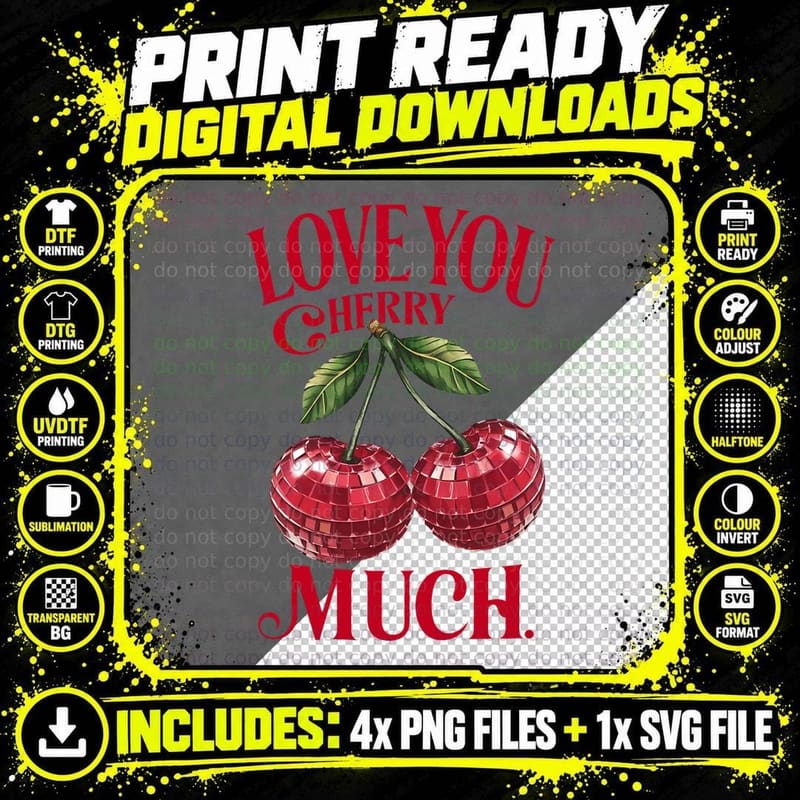 Love You Cherry Much Valentine T-Shirt Png SVG Digital Bundle