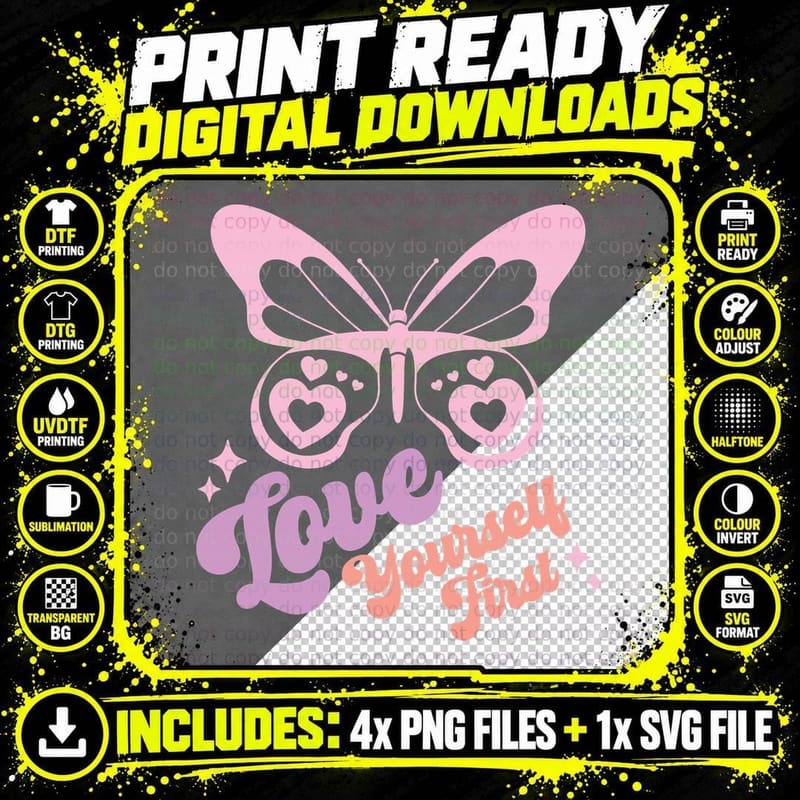 Love Yourself First Valentine T-Shirt Png SVG Digital Bundle