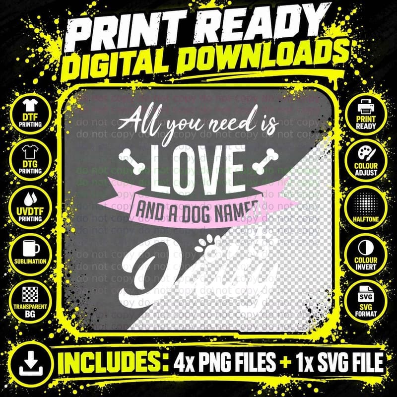 Love and Daisy Dog Owner T-Shirt, Pet Lover Apparel Png SVG Digital Bundle