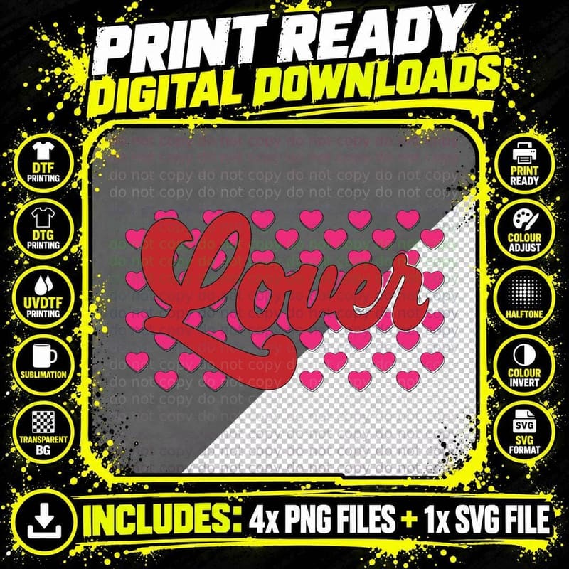 Loved Valentine T-Shirt, Red Script Text with Scattered Png SVG Digital Bundle
