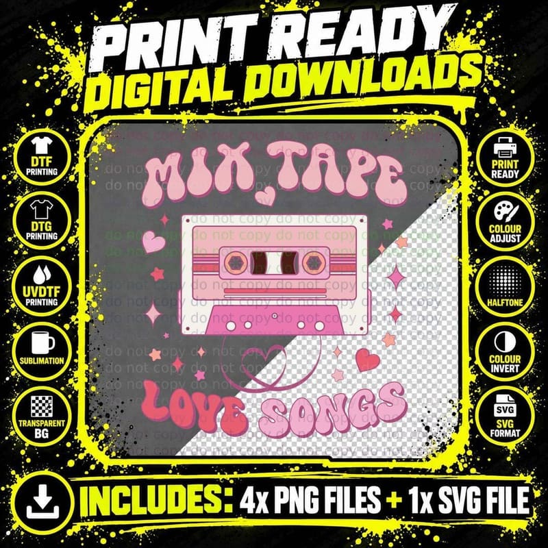 Mixit Love Songs Valentine T-Shirt Png SVG Digital Bundle