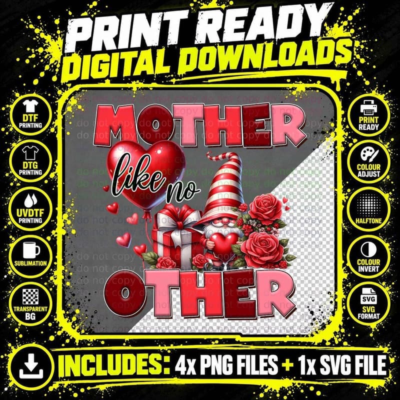 Mother Like No Other Mothers Day T-Shirt Png SVG Digital Bundle