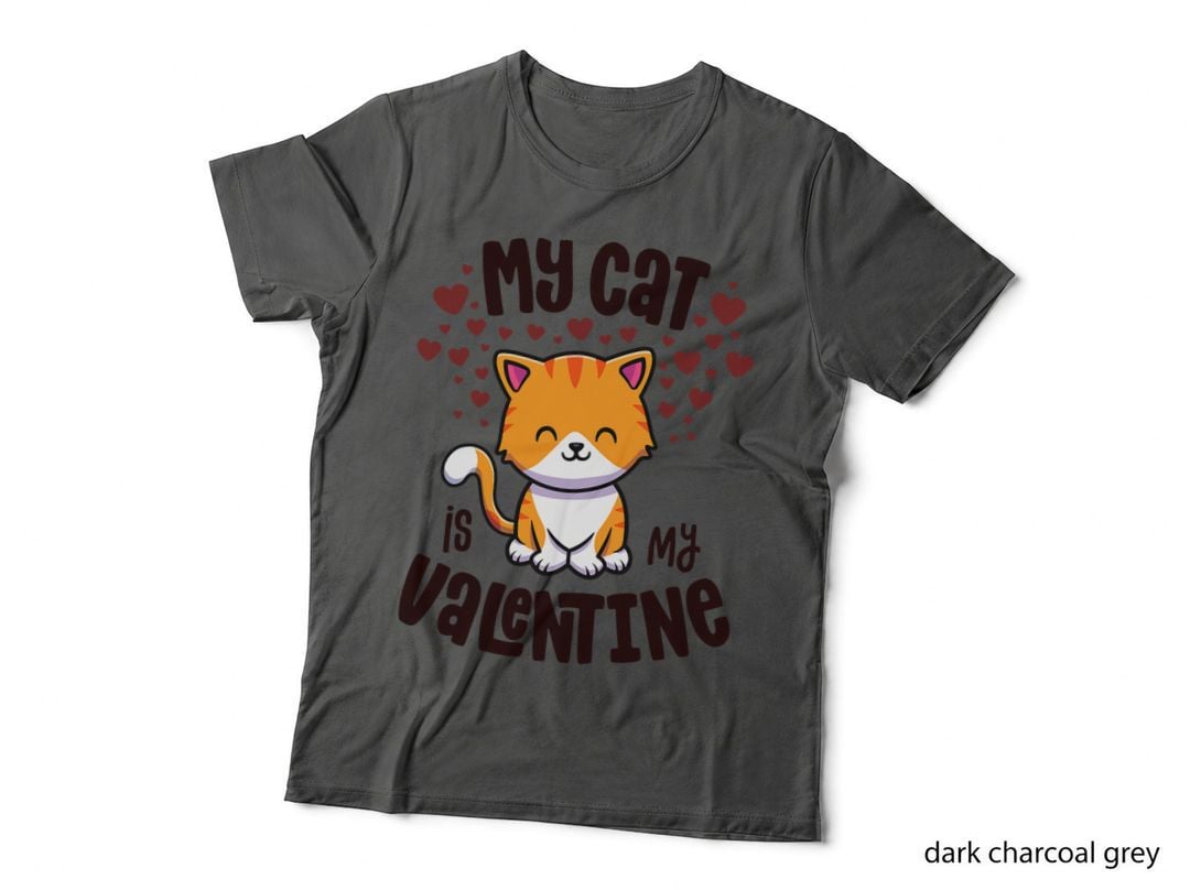 My Cat Is My Valentine Kitten Lover Kawaii Valentines Day T-Shirt