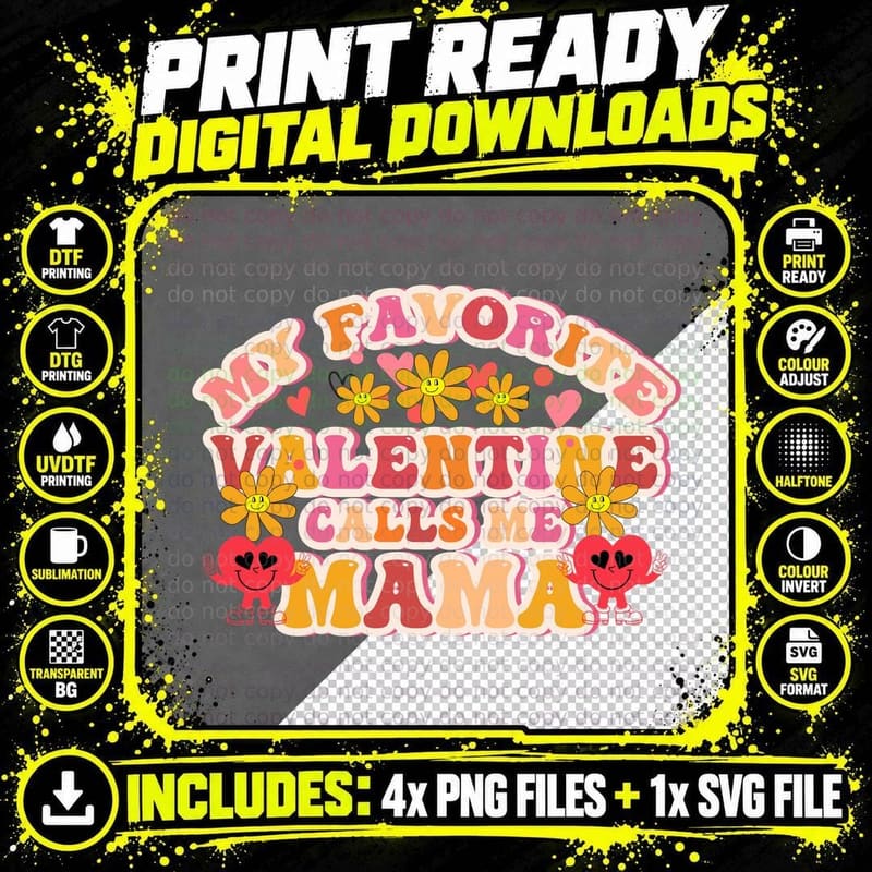My Favorite Valentine Calls Me Mama Valentine T-Shirt Png SVG Digital Bundle