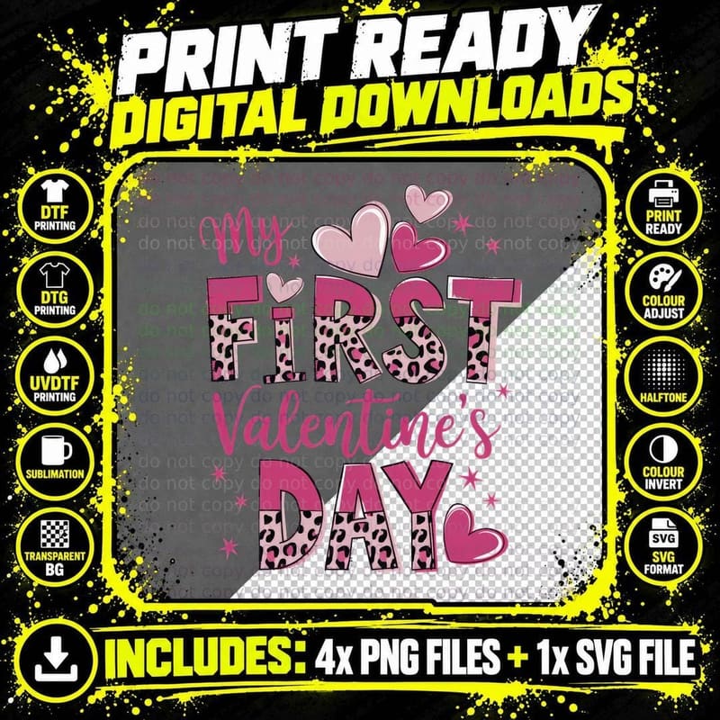 My First Valentine's Day Valentine T-Shirt Png SVG Digital Bundle