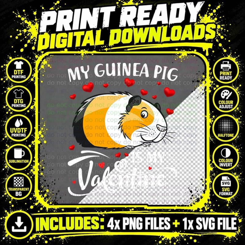 My Guinea Pig Is My Valentine Guinea Pig Lover Valentine Png SVG Digital Bundle