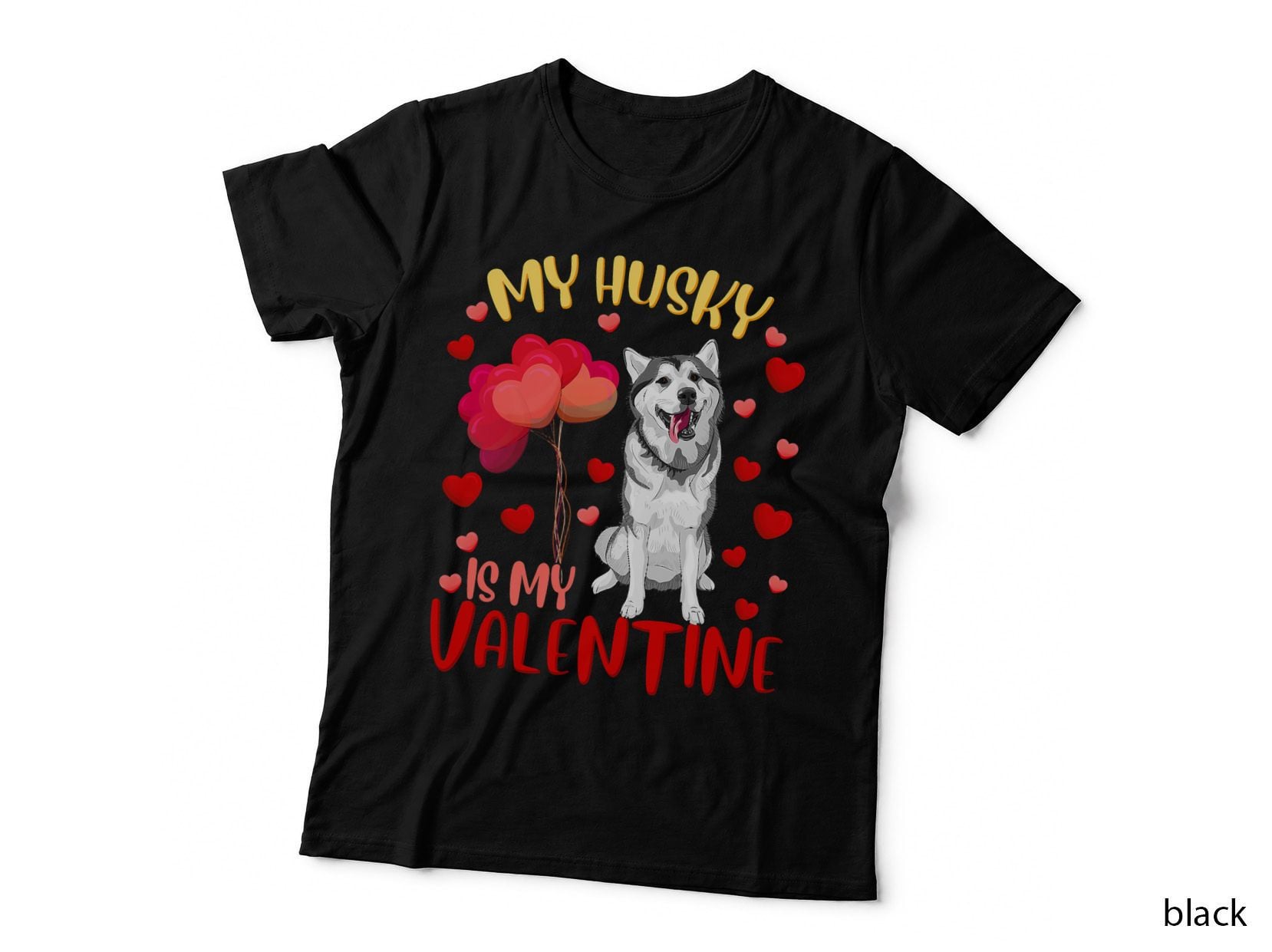 My Husky Is My Valentine Heart Funny Husky Valentines Day T-Shirt