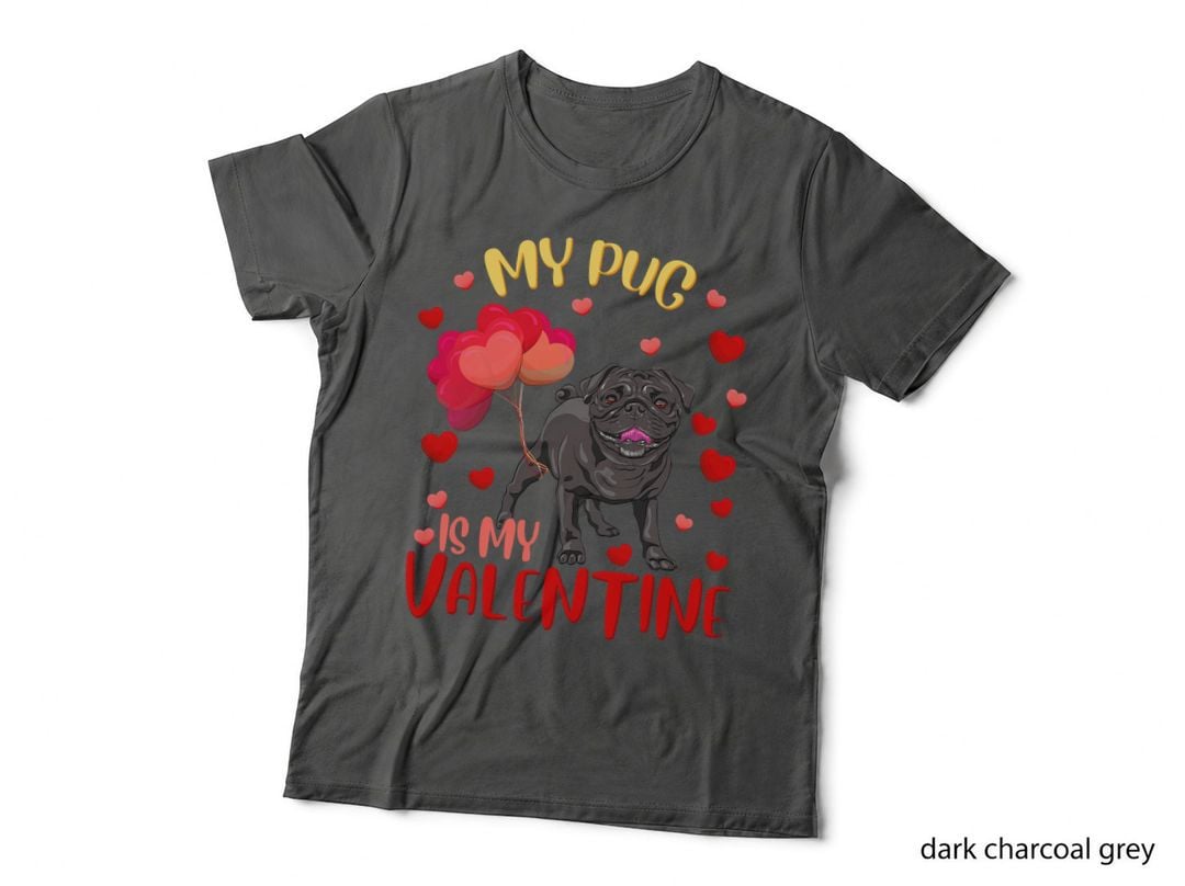 My Pug Is My Valentine Heart Funny Pug Valentines Day Women T-Shirt