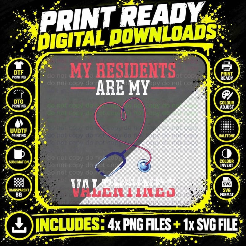 Nurse Doctor Valentine My Residents Are My Valentines Png SVG Digital Bundle