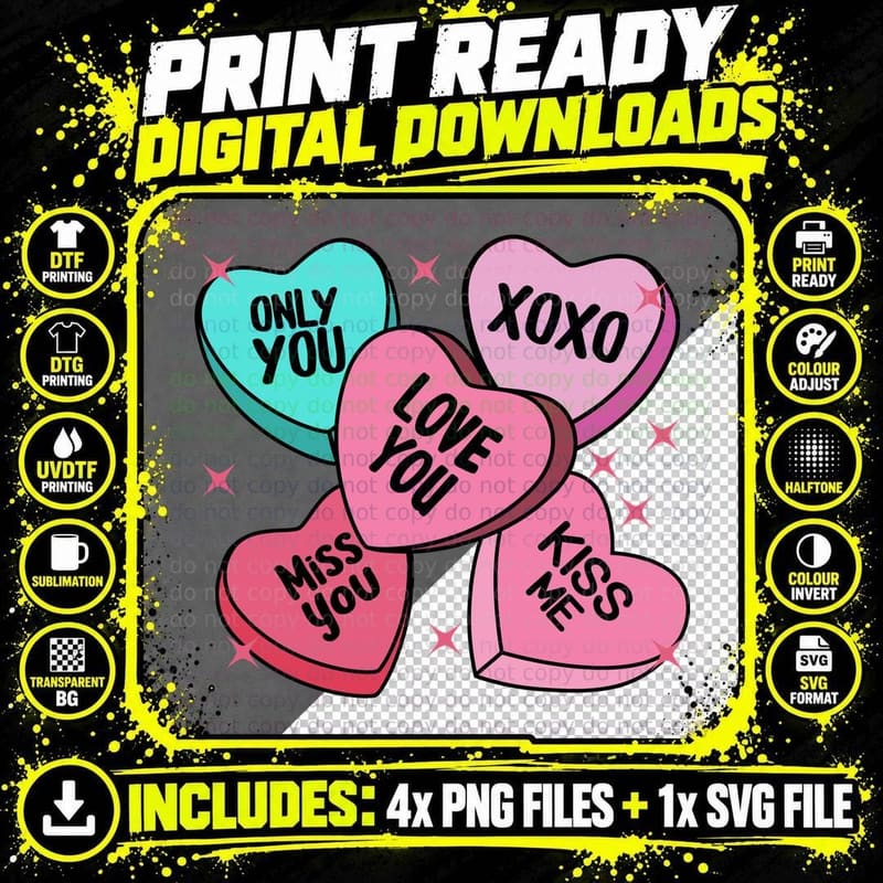 Only You Xoxo Love You Miss You Kiss Me Valentine T-Shirt Png SVG Digital Bundle